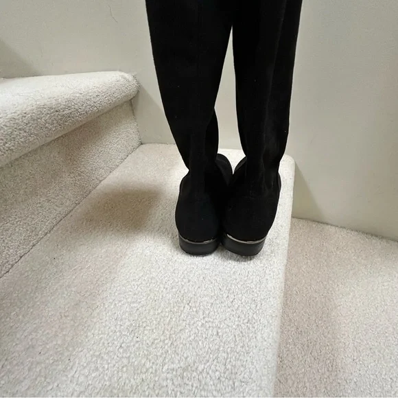 Classic Black Over-the-Knee Women's Boots - Slim Suede Look - Picture 4 of 6